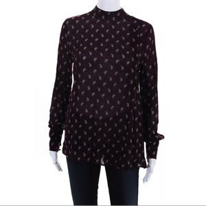Set Long Sleeve Paisley High Neck Blouse Red Sz 4